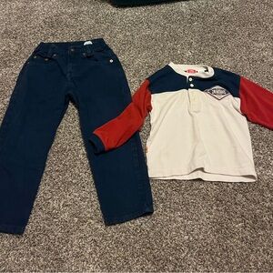 Vintage Little Levis Outfit Orange Tab Pants 5 Long Sleeve 4 Colorblock Y2K READ
